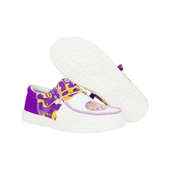 NEW HEY DUDE Mens Size 15 LSU Tigers Wally Tri Slip-On Shoes White Purple main image 7